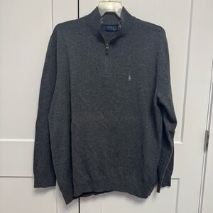 Polo by Ralph Lauren Men's Gray 1/4 Zip Wool Sweater Gray Size 2XLT Cozy Soft